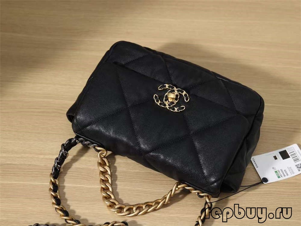 Chanel 19 black gold buckle top replica bags (2022 Latest)-Best Quality Fake Louis Vuitton Bag Online Store, Replica designer bag ru