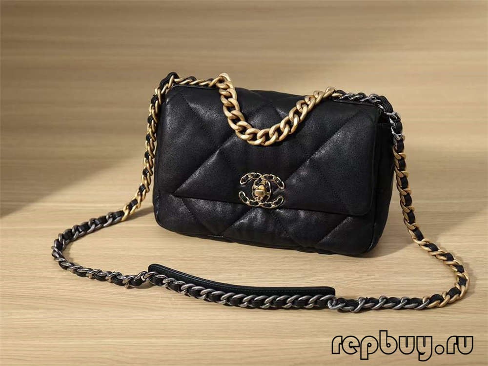 Chanel 19 black gold buckle top replica bags (2022 Latest)-Best Quality Fake Louis Vuitton Bag Online Store, Replica designer bag ru