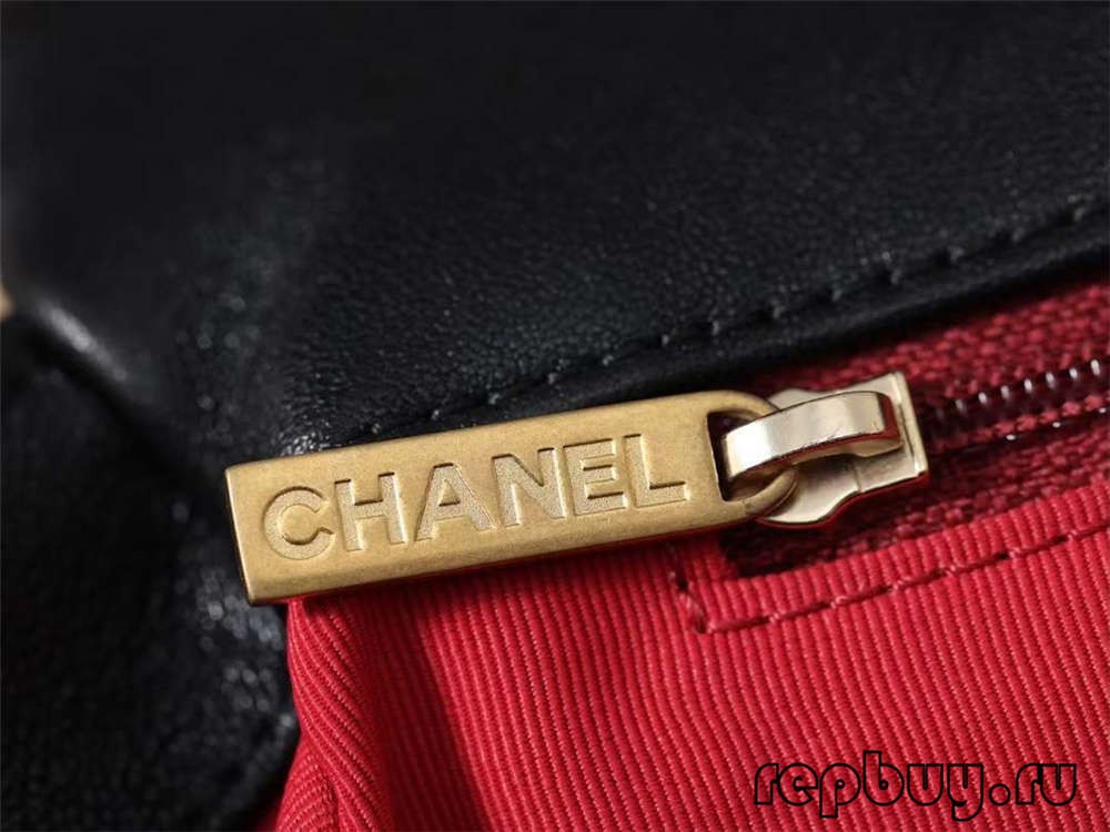 Chanel 19 black gold buckle top replica bags hardware and fabric details (2022 Latest)-Best Quality Fake Louis Vuitton Bag Online Store, Replica designer bag ru