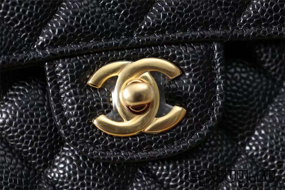 CHANEL Classic Flap Black Gold Buckle 25cm Top Replica Bag Shoulder Strap and Hardware Details (2022 Updated)-Best Quality Fake Louis Vuitton Bag Online Store, Replica designer bag ru