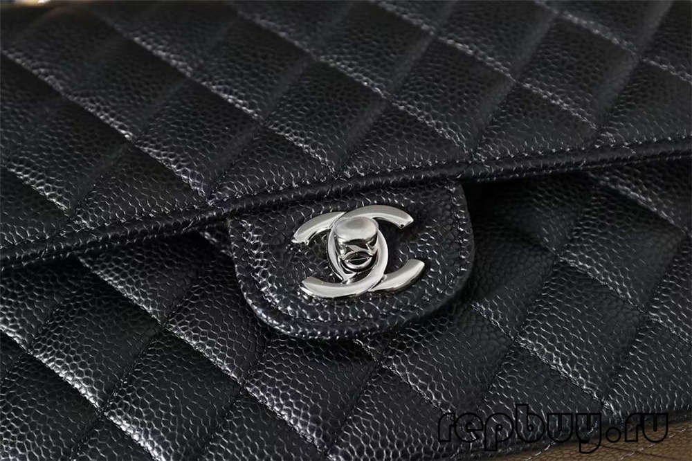 Beg replika atas Flap Klasik CHANEL hitam Gancu perak 25sm Butiran fabrik dan label laser (2022 Dikemaskini)-Kedai Dalam Talian Beg Louis Vuitton Palsu Kualiti Terbaik, Beg pereka replika ru