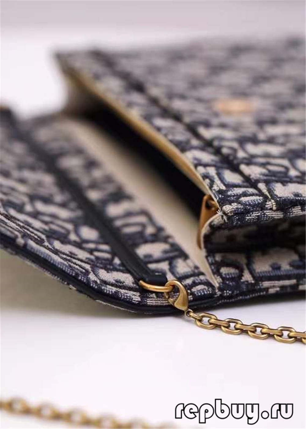 Dior top replica saddle clutch bag 22cm blue jacquard fabric Oblique print craft details (2022 Edition)-Best Quality Fake Louis Vuitton Bag Online Store, Replica designer bag ru