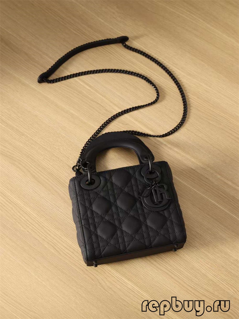 LADY DIOR Mini Black Top Replica Handbag Matte Cowhide Shoulder Strap and Zipper Detail (2022 Updated)-Best Quality Fake Louis Vuitton Bag Online Store, Replica designer bag ru